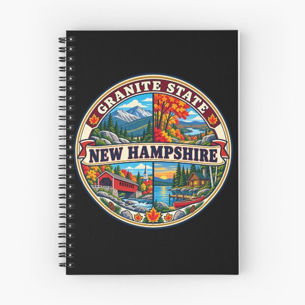 Item preview, New Hampshire Granite State Vintage Fall Travel Badge designed and sold by DreamLayerStudio.