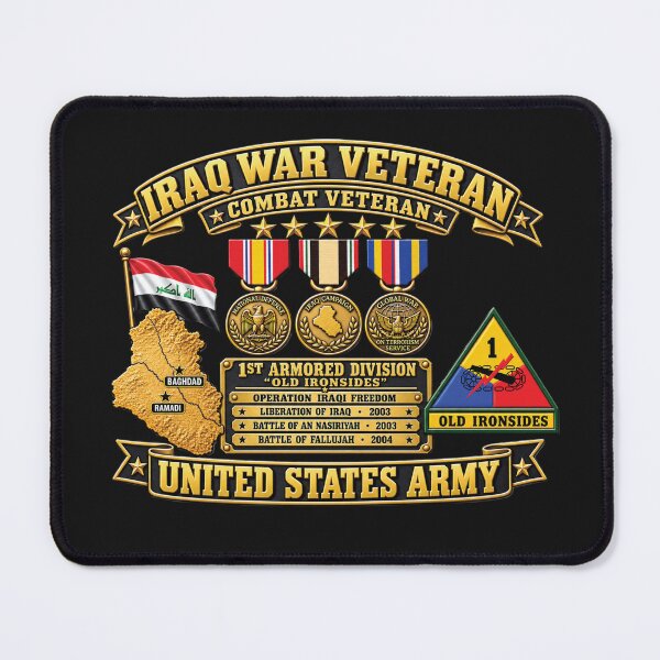 Item preview, Army - Iraq War Veteran - Ribbon Bar - Map - SSI - 1st Armored Division - 3D - Enhanced designed and sold by Military Insignia Products.