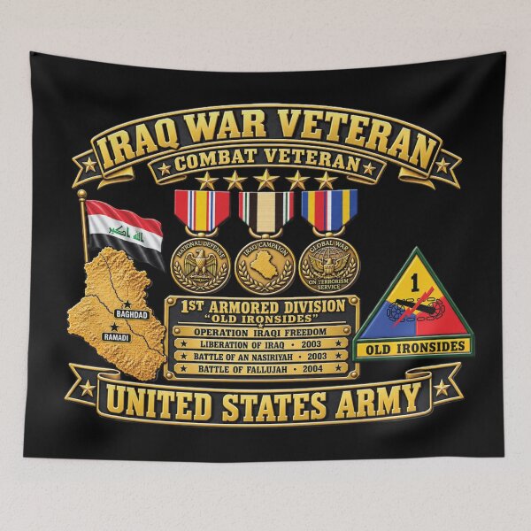 Item preview, Army - Iraq War Veteran - Ribbon Bar - Map - SSI - 1st Armored Division - 3D - Enhanced designed and sold by Military Insignia Products.
