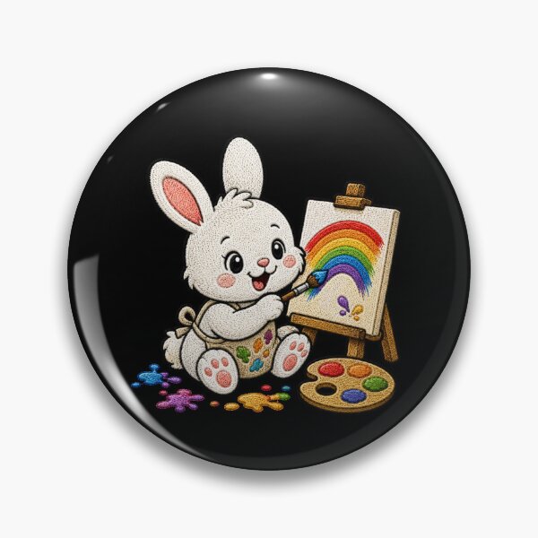 Item preview, Cute Bunny Painting Rainbow Kawaii Embroidery Patch designed and sold by ColorSplash123.