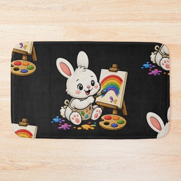 Item preview, Cute Bunny Painting Rainbow Kawaii Embroidery Patch designed and sold by ColorSplash123.
