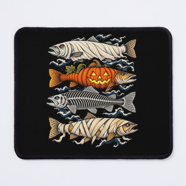 Item preview, Spooky Halloween Fish Mummy Pumpkin Skeleton Fishing Trout designed and sold by haitrieuic96.