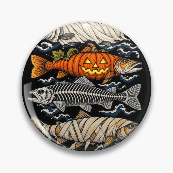 Item preview, Spooky Halloween Fish Mummy Pumpkin Skeleton Fishing Trout designed and sold by haitrieuic96.