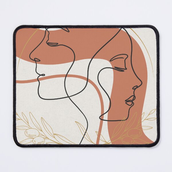 Item preview, Boho minimalist line art faces and olive branch abstract poster on linen texture background designed and sold by Diseño que alegran tu día.