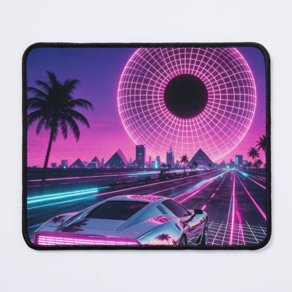 Item preview, Chrome Supercar Under a Neon Grid Sun designed and sold by Lineer22.