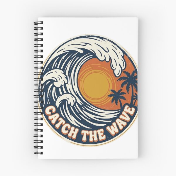Item preview, Catch The Wave Retro Ocean Sunset Surf Emblem designed and sold by Retro Surf & Roam.
