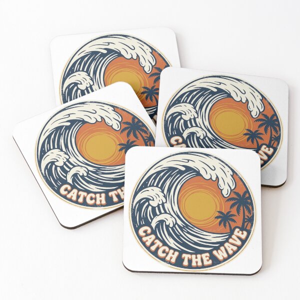 Item preview, Catch The Wave Retro Ocean Sunset Surf Emblem designed and sold by Retro Surf & Roam.
