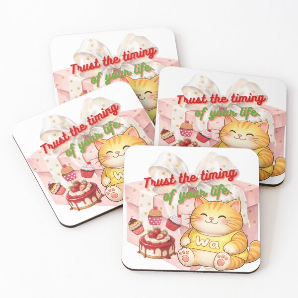 Item preview, Trust the Timing of Your Life – Kawaii Tabby Cat with Sweet Desserts Gift Box designed and sold by Wawa5656.