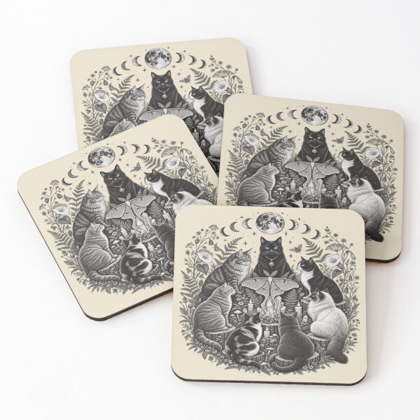 Item preview, Luna Moth Cat Coven for Witchy Cat Lovers designed and sold by POD DYNASTY | Original Print On Demand T-Shirt Graphics.