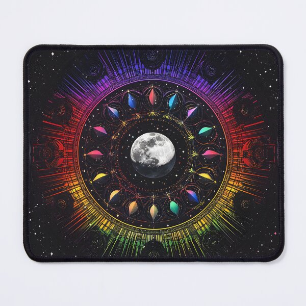 Item preview, 3d Render: Moon Phases Mandala, Vibrant Rainbow designed and sold by Checho30.