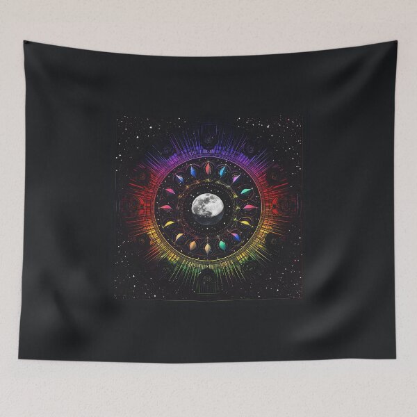 Item preview, 3d Render: Moon Phases Mandala, Vibrant Rainbow designed and sold by Checho30.