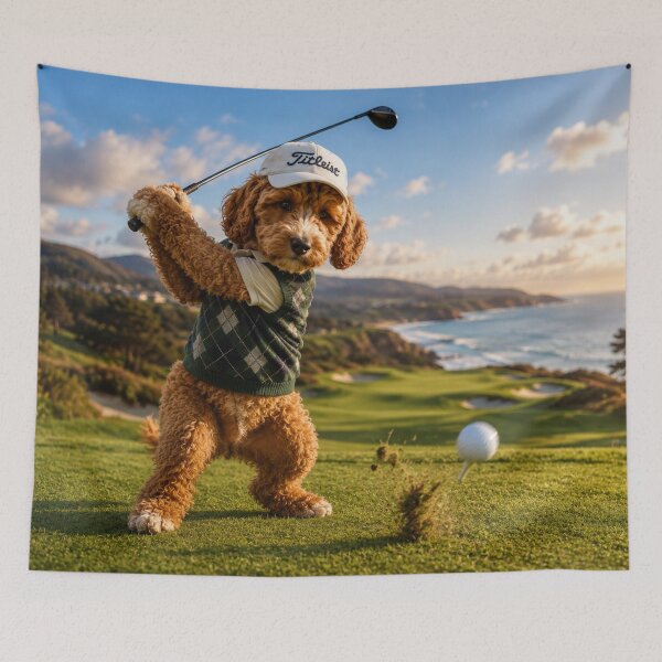Item preview, Cockapoo Golfer on Coastal Fairway designed and sold by Paul Thompson Photography.