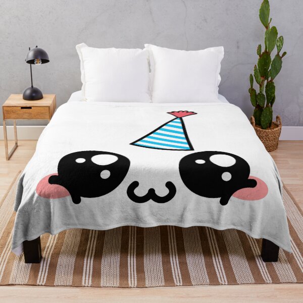 Item preview, Cute kawaii blushing happy owo face with birthday hat designed and sold by BlushyPrint.