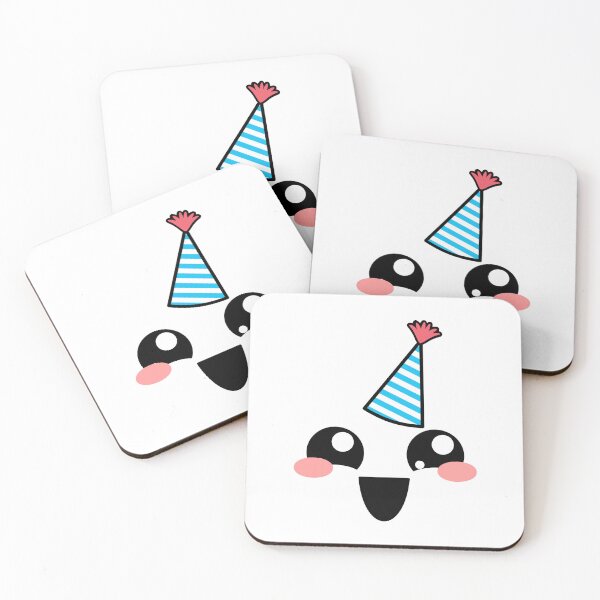 Item preview, Sweet kawaii blushing happy face with birthday hat designed and sold by BlushyPrint.
