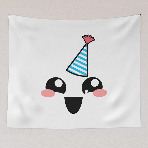 Item preview, Sweet kawaii blushing happy face with birthday hat designed and sold by BlushyPrint.