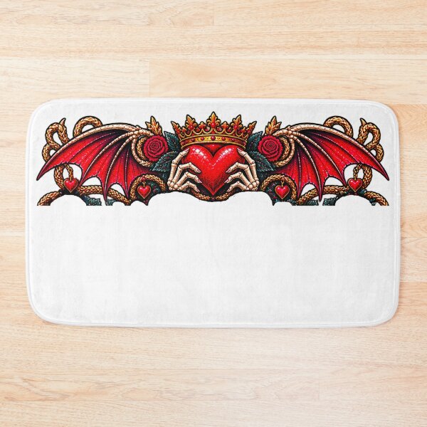 Item preview, DARK LOVE ❤️ - MONSTER ROMANCE COLLETION - SKELETON LOVE - CROWNED HEART HANDS BLOOD RED ROSES & BAT / DRAGON WINGS designed and sold by WheelieGdArt.