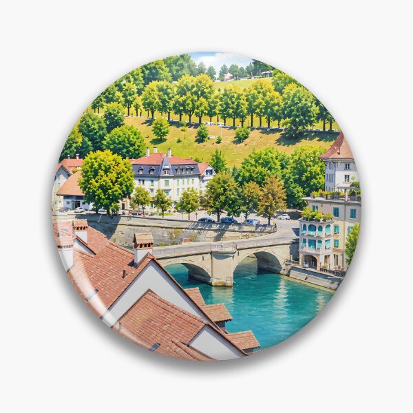 Item preview, Bern Old Town River Digital Watercolor Art designed and sold by SlavaArt.