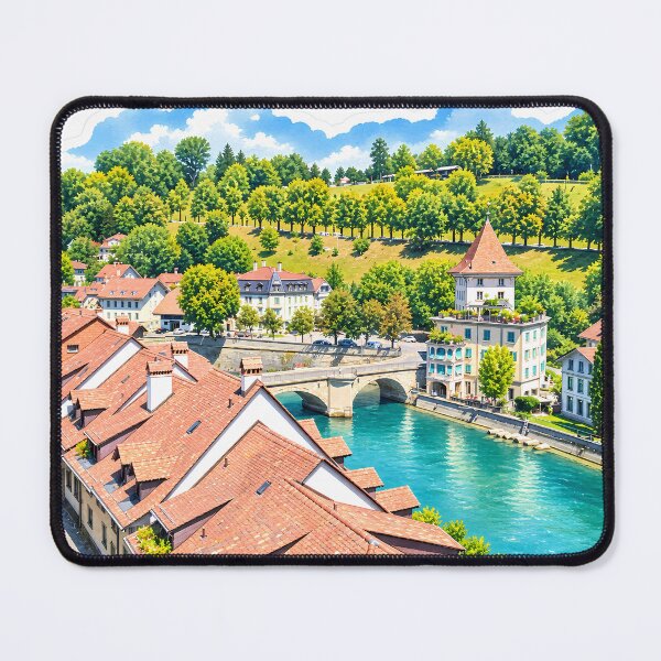Item preview, Bern Old Town River Digital Watercolor Art designed and sold by SlavaArt.