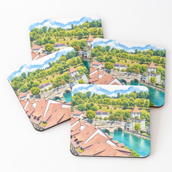 Item preview, Bern Old Town River Digital Watercolor Art designed and sold by SlavaArt.