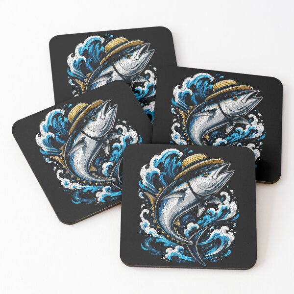 Item preview, Stylish tuna with hat and waves design designed and sold by rafaeltto.