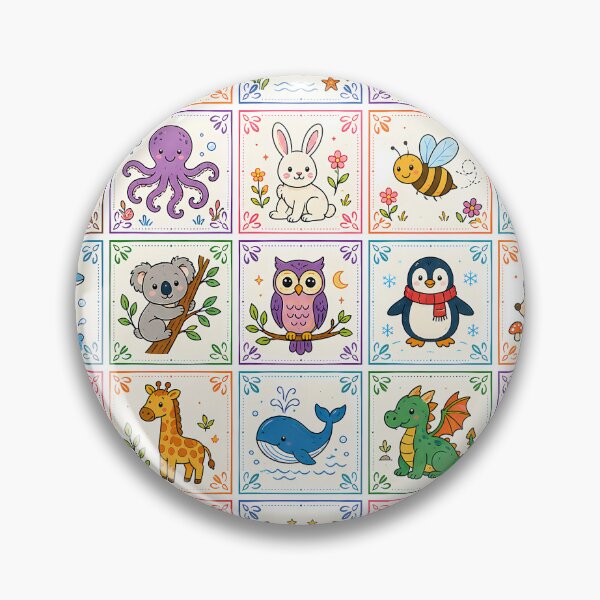 Item preview, Cute Animal Grid Pattern  |  Colorful Illustrated Wildlife Art  |  Unique Aesthetic Gift for Animal Lovers designed and sold by Ruchi73.