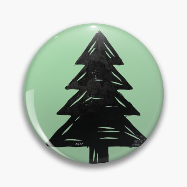 Item preview, bold linocut woodcut illustration of a single pine tree designed and sold by 123ks.