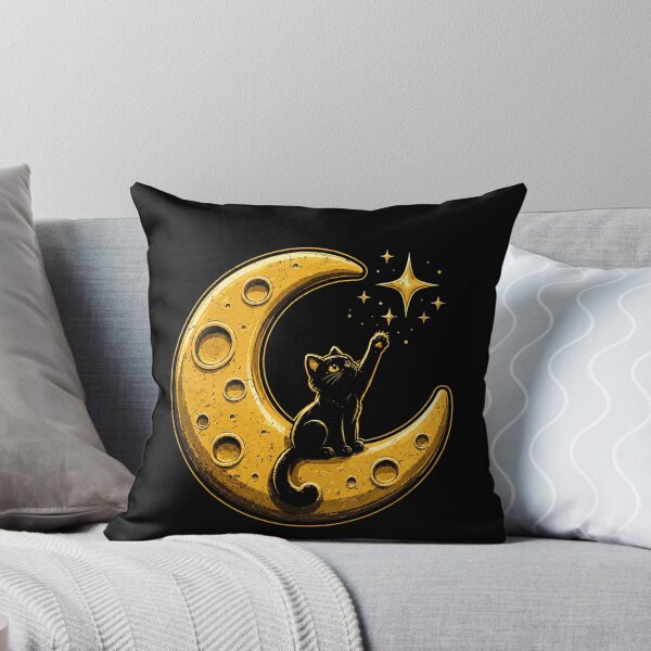 Item preview, Playful cat reaching for stars on a crescent moon designed and sold by rafaeltto.