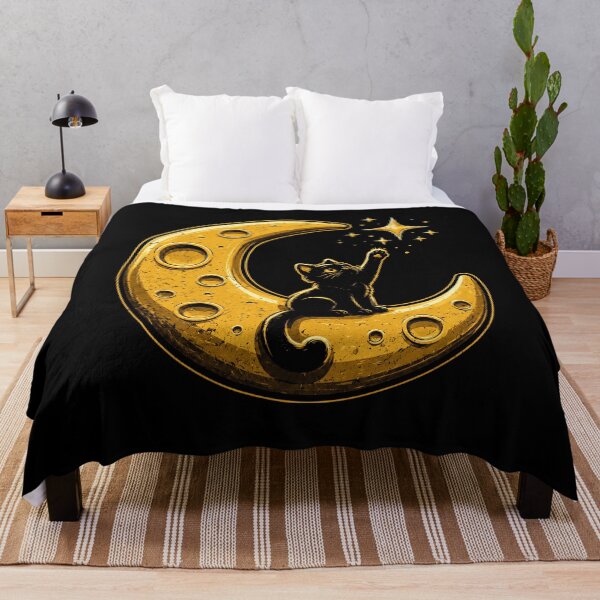 Item preview, Playful cat reaching for stars on a crescent moon designed and sold by rafaeltto.