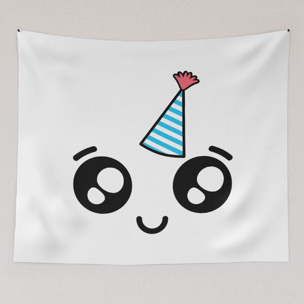 Item preview, Cute kawaii happy calmed face – birthday hat designed and sold by BlushyPrint.