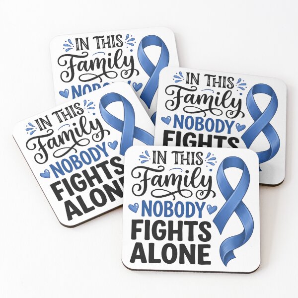 Item preview, In This Family Nobody Fights Alone Blue Ribbon Awareness Fighter Supporter designed and sold by w66aboo.