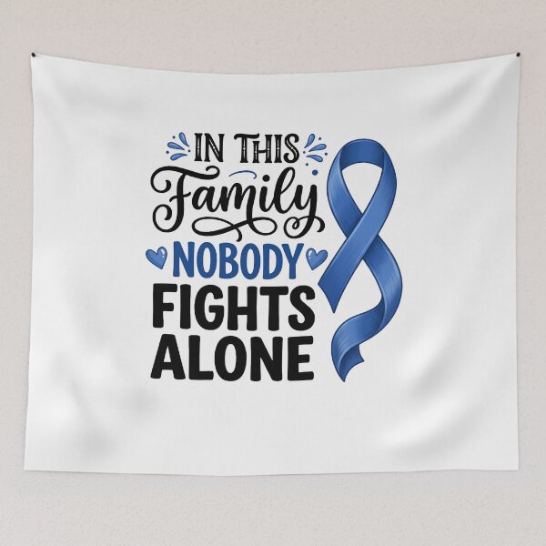 Item preview, In This Family Nobody Fights Alone Blue Ribbon Awareness Fighter Supporter designed and sold by w66aboo.