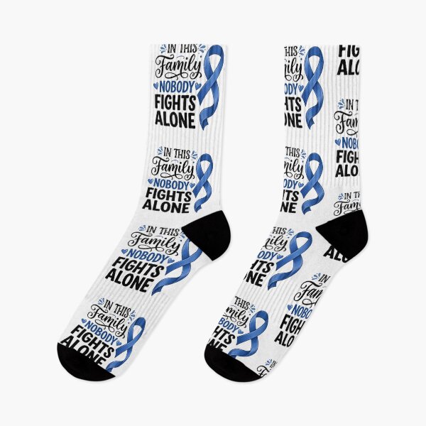 Item preview, In This Family Nobody Fights Alone Blue Ribbon Awareness Fighter Supporter designed and sold by w66aboo.
