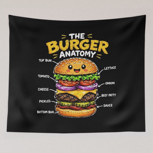 Item preview, Cute burger anatomy illustration for food lovers designed and sold by rafaeltto.