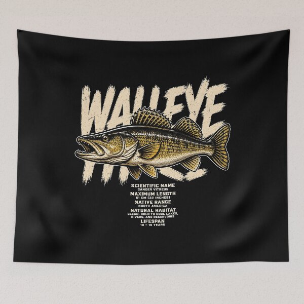 Item preview, Vintage walleye fish illustration with scientific details designed and sold by rafaeltto.