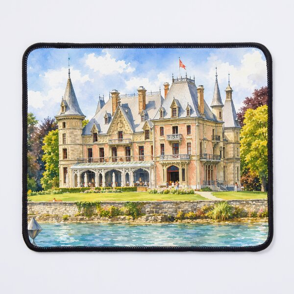 Item preview, Schadau Castle Thun Digital Watercolor Art designed and sold by SlavaArt.