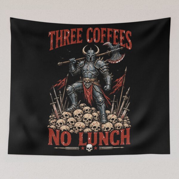 Item preview, Three Coffees No Lunch Funny Coffee Dark Humor, Sarcastic Work Warrior designed and sold by Cchotlan.
