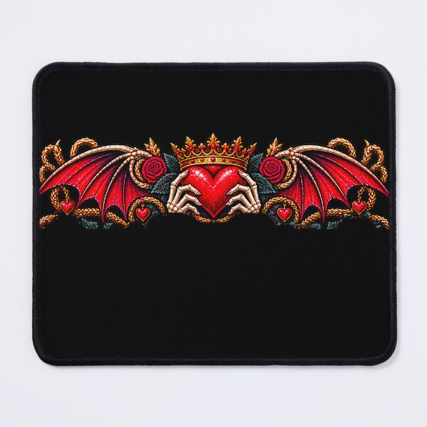 Item preview, DARK LOVE ❤️ - MONSTER ROMANCE COLLETION - SKELETON LOVE - CROWNED HEART HANDS BLOOD RED ROSES & BAT / DRAGON WINGS v2 designed and sold by WheelieGdArt.