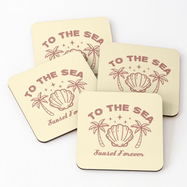 Item preview, To the Sea Sunset Forever Palm Tree Shell Badge designed and sold by NUSA NIPA.