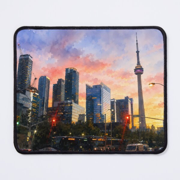 Item preview, Toronto CN Tower Sunset Digital Watercolor Art designed and sold by SlavaArt.