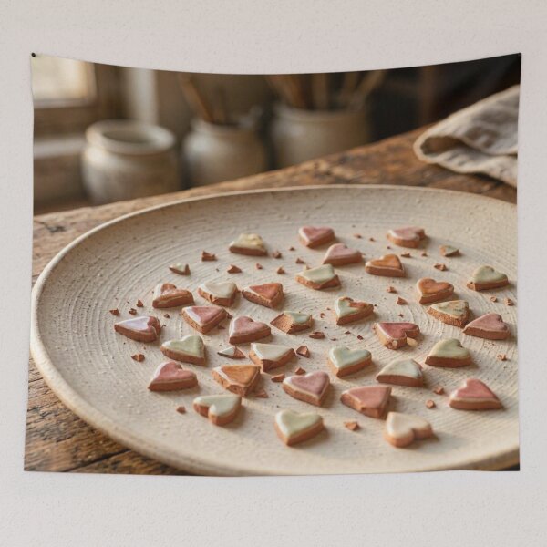 Item preview, Rustic Ceramic Hearts on Textured Clay Plate designed and sold by Breezes-of-Ida.