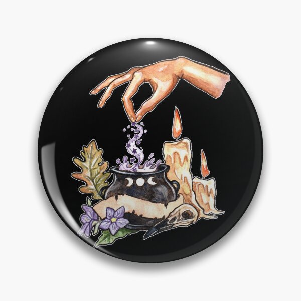 Item preview, Witch Hand Potion Cauldron Magic Botanical Watercolor Art designed and sold by esmavart.