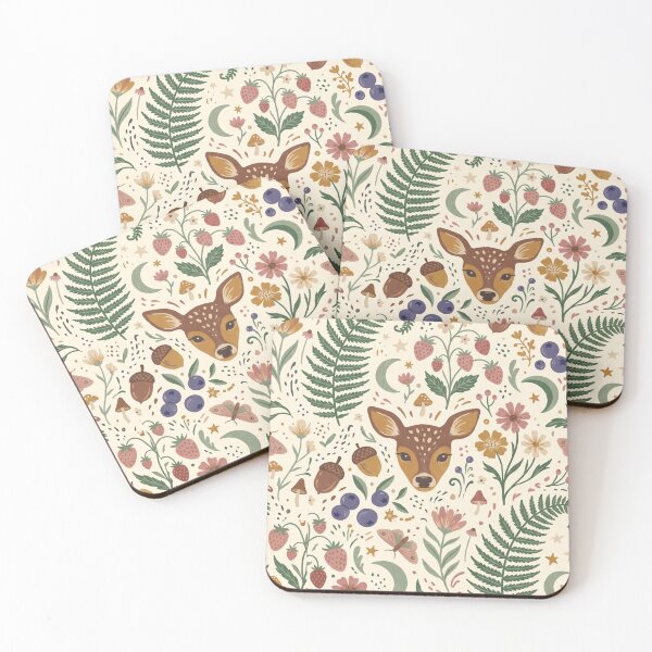 Item preview, Woodland Deer Strawberry Botanical Seamless Pattern Nature Cottagecore designed and sold by Pick&Grin.