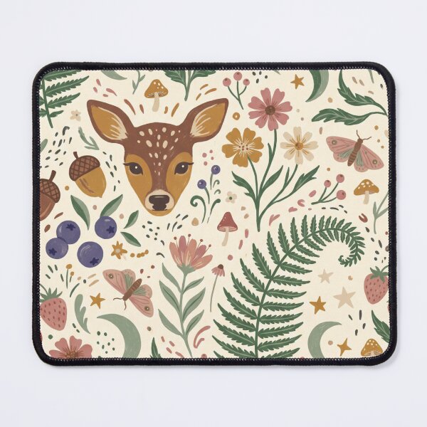 Item preview, Woodland Deer Strawberry Botanical Seamless Pattern Nature Cottagecore designed and sold by Pick&Grin.