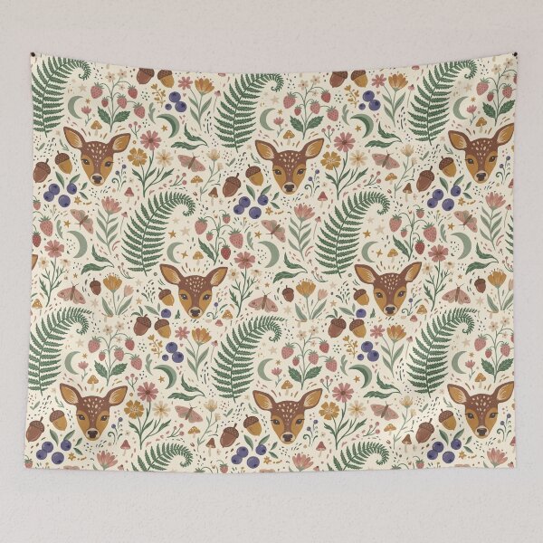 Item preview, Woodland Deer Strawberry Botanical Seamless Pattern Nature Cottagecore designed and sold by Pick&Grin.