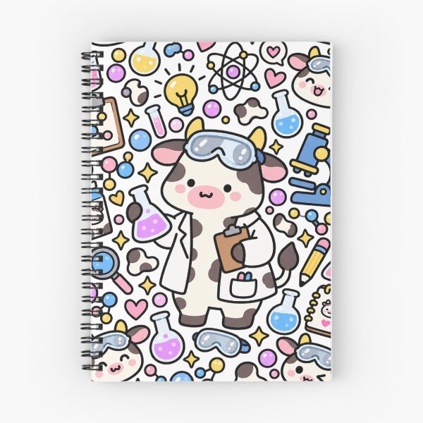 Aperçu de l'œuvre Une vache scientifique mignonne dans un laboratoire de chimie kawaii créée et vendue par EntropyThreads.