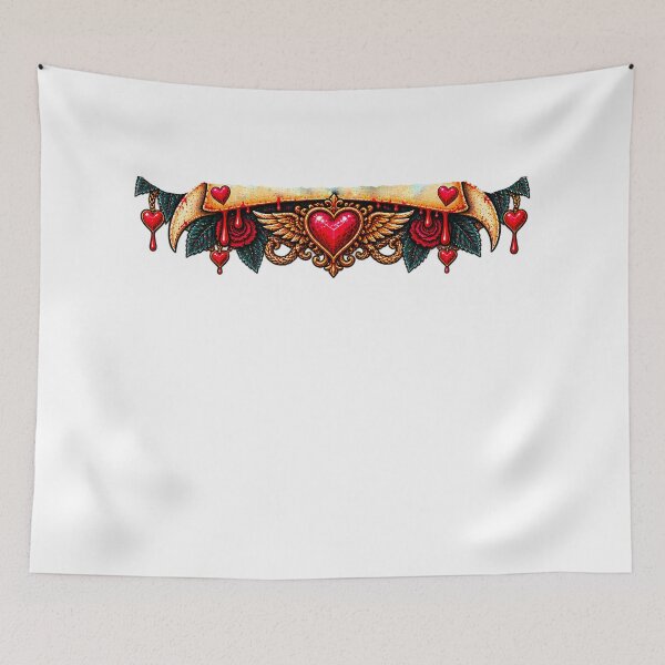 Item preview, DARK LOVE ❤️ - MONSTER ROMANCE COLLETION - SKELETON LOVE - WINGED JEWELED HEART BLOOD RED ROSES & HEART LOCKETS designed and sold by WheelieGdArt.