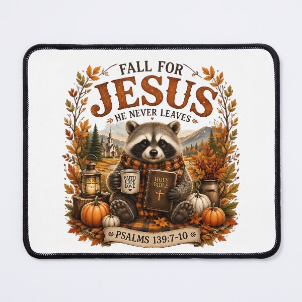 Item preview, Fall for Jesus He Never Leaves - Christian Fall Raccoon Tee designed and sold by LandFinStudio.