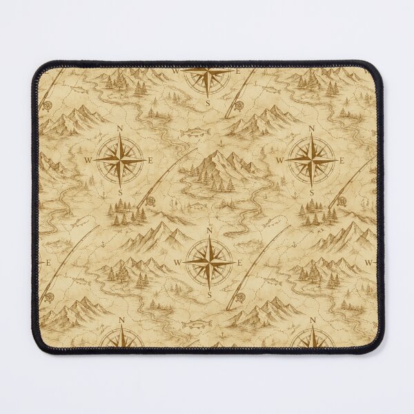 Item preview, Antique Map Fishing Luxury Seamless Pattern Design designed and sold by Rod & Retriever.