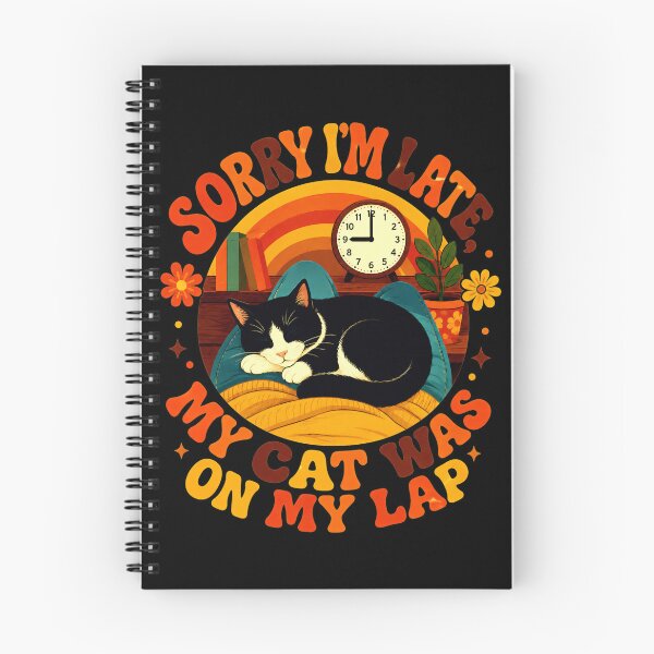 Item preview, Sorry I'm Late My Cat Was on My Lap Funny Cat Quote Retro 70s designed and sold by Retro Whiskers.