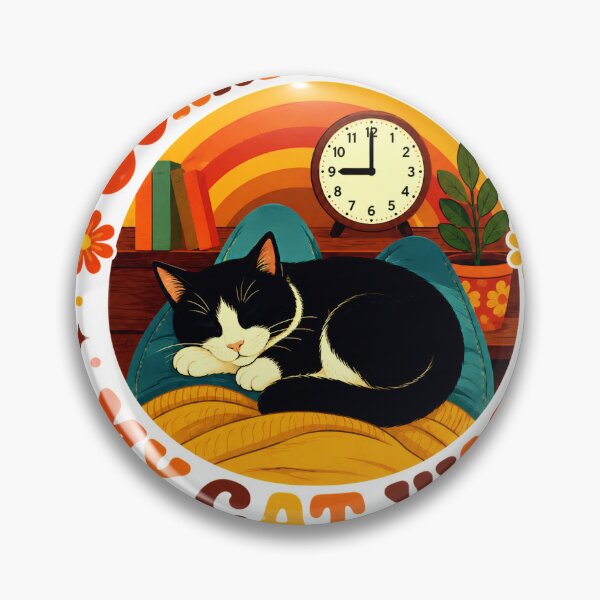 Item preview, Sorry I'm Late My Cat Was on My Lap Funny Cat Quote Retro 70s designed and sold by Retro Whiskers.